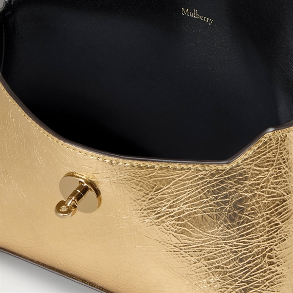 Mulberry Darley Cosmetic Pouch Somerset Gold Grainy Metallic